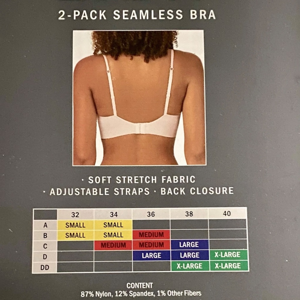 2 DKNY Womens Soft Seamless Bra Black/Nude Adjustable Straps Back Closures NIB - Picture 5 of 8